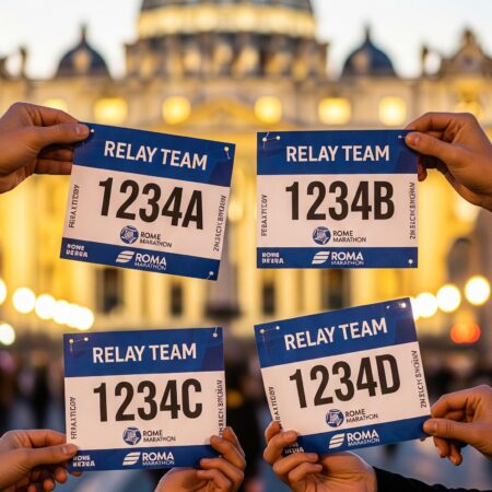 Rome Marathon 2026 Relay Team Bibs (4 Runners) - Share the Glory!